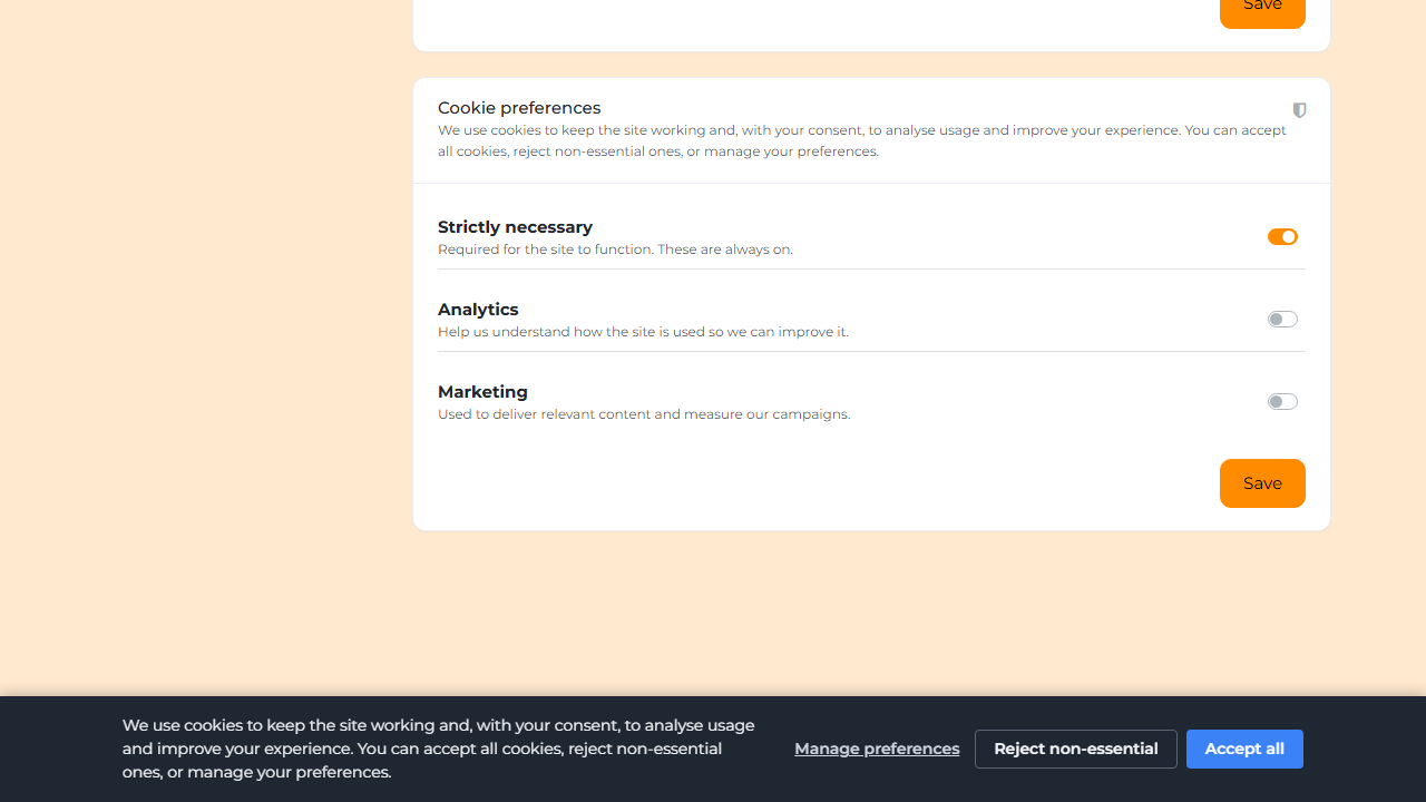 Privacy settings card